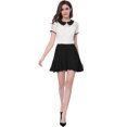 thumbnail image 3 of INSPIRE CHIC Women's See Through Contrast Color Collar Lace Top Blouse, 3 of 7