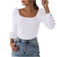 thumbnail image 1 of AherBiu Womens Blouses Trendy Long Sleeve Comfy Tops Ribbed Knitted Slim Tight Stretchy Fall Shirts, 1 of 7