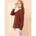 thumbnail image 4 of INSPIRE CHIC Women's Keyhole Stand Collar Pleated Back Button Blouse Tops, 4 of 6