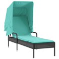 thumbnail image 2 of vidaXL Chaise Longue avec Auvent et Table en Poly Rotin Noir, 2 of 5