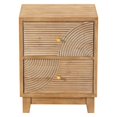 thumbnail image 1 of COZAYH Farmhouse 2 Drawer Nightstand with Handcrafted Wood Ring Pattern, Natural, 1 of 10