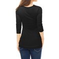 thumbnail image 5 of INSPIRE CHIC Women's Cowl Neck Buttons Decor Long Sleeves Ruched Top, 5 of 5