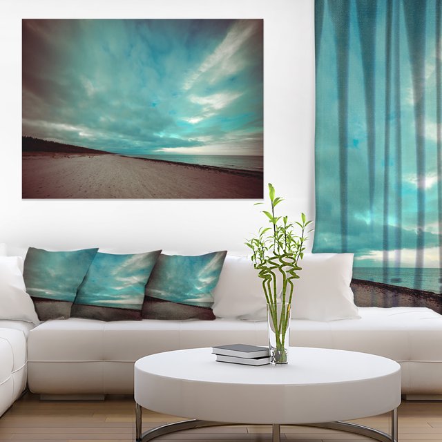 Blue Baltic Beach en Automne avec Nuages - Impression sur Toile Seashore
