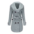 thumbnail image 4 of DPTALR Manteau d'Hiver pour Femmes à Revers en Laine Trench Veste à Manches Longues Pardessus Vêtement d'Extérieur, 4 of 5