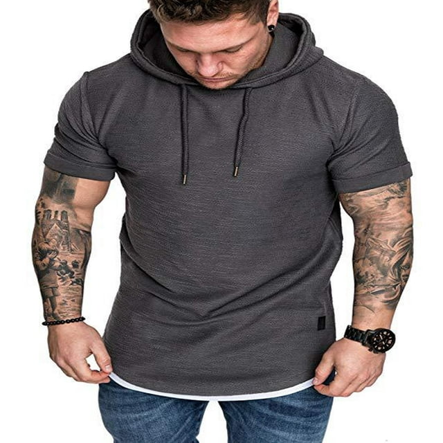 Sweat à Capuche à Manches Courtes pour Homme S'Adapte à un T-Shirt Slim