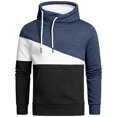 thumbnail image 1 of Sweat à Capuche pour Hommes Mode Poche Décontractée Manches Longues Patchwork Tops Chandails en Molleton Noir Manches Longues Tops, 1 of 2