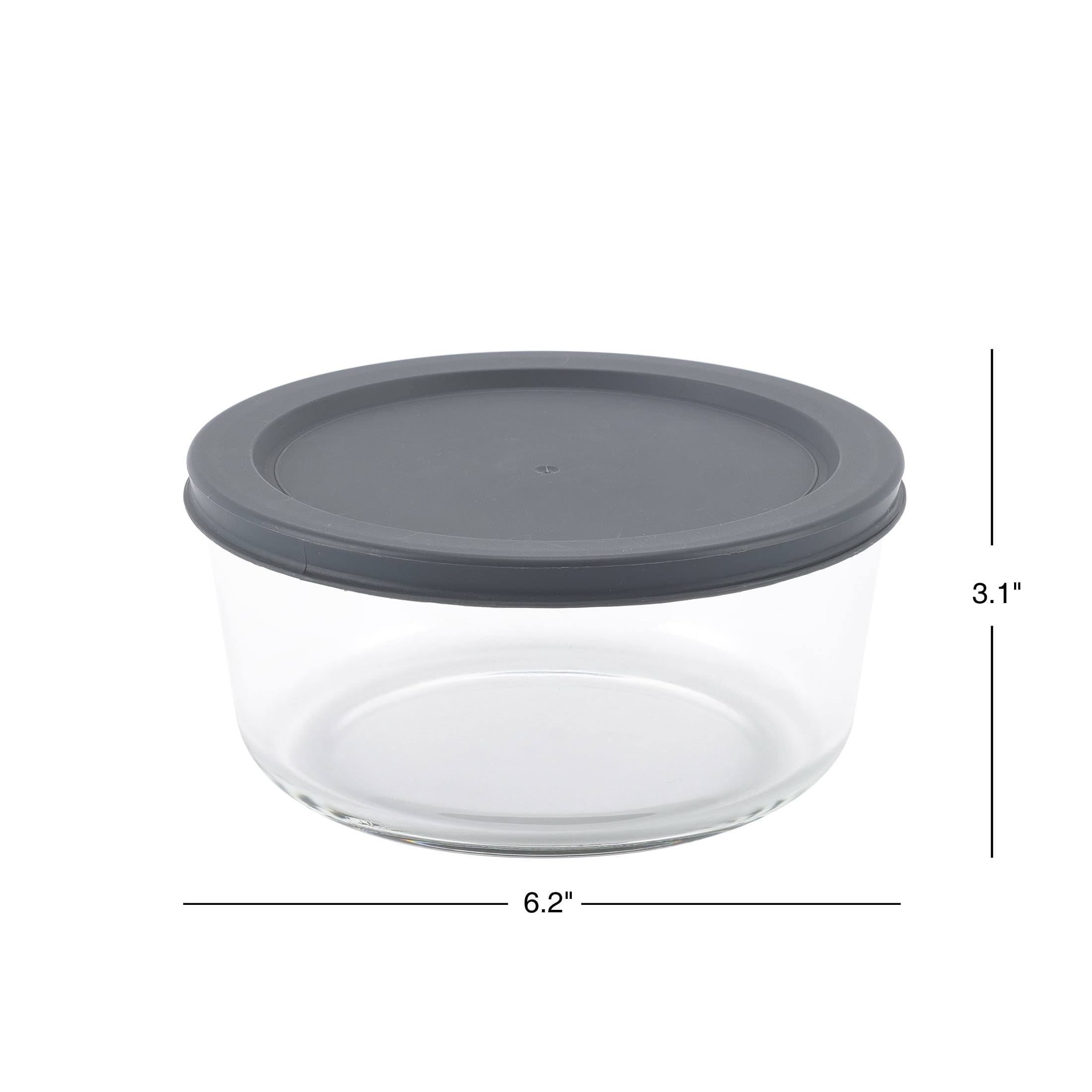 Mainstays Round Glass Food Storage Container with PE Lid 920ml