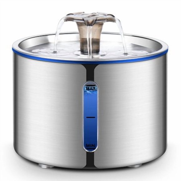 BOORCA Cat Water Fountain, 2.5L Stainless Steel Pet Water Dispenser, Ultra-Quiet Pump, Perfect for Cats, Dogs and Multiple Pets