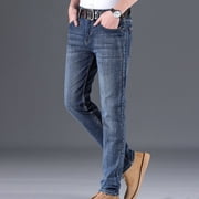 Wolfast Hommes Jeans Slim Fit Skinny Denim Stretch Tapered Jean Pantalons, Bleu M