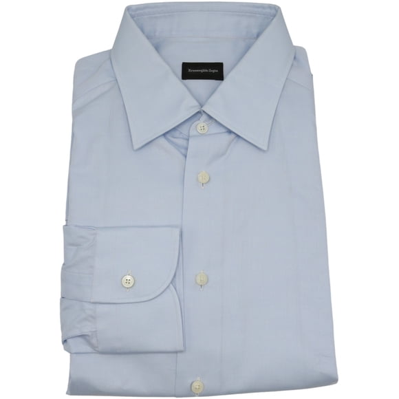 Ermenegildo Zegna Men's Blue Solid Dress Shirt - XL