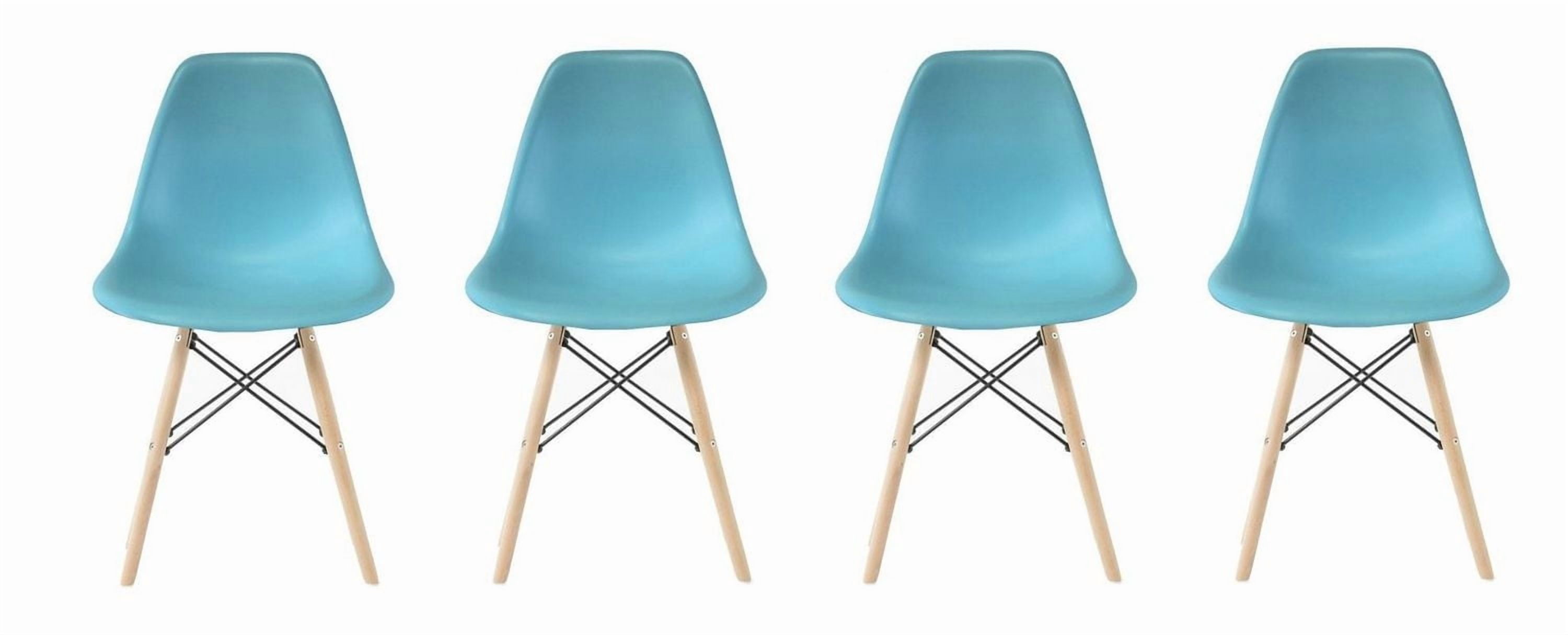 Chaise Eiffel bleu océan avec pieds en bois naturel, chaise idéale pour salle à manger, cuisine, salon. lot de 4