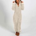 thumbnail image 1 of Combinaison Grande Taille pour Femmes aux Formes Combinaison à Manches Longues à Capuche Pyjama Décontracté d'Hiver Chaud Combinaison de Nuit Combinaisons d'Entraînement pour Femmes en Liquidation, 1 of 6