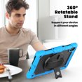 thumbnail image 4 of Case for Lenovo Tab K10 10.3 Inch / M10 FHD Plus 2020 2nd Gen with Screen Protector, 360 Degree Rotating Kickstand Hand Strap Heavy Duty Shockproof Cover with Shoulder Strap, Sky Blue, 4 of 7