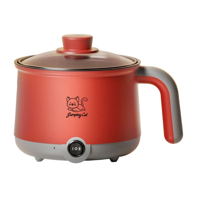 Luzkey Pot Électrique Mini Pot Électrique Ménager Pot de Cuisson Multifonction Cuiseur de Nouilles Pot Électrique Portable pour Nouilles Shabu Shabu Gris Rouge
