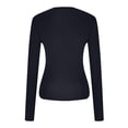 thumbnail image 4 of AherBiu Womens Tops Fall Long Sleeve Crewneck Basic Layering Cropped Tops Slim Tight Stretchy Tshirts, 4 of 5