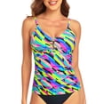 thumbnail image 1 of RELLECIGA Women's V Neck Shirred Tankini Top Swimsuits Tummy Control Bathing Suit, 1 of 7