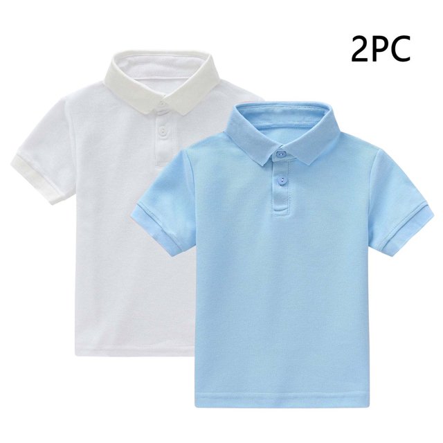 YUNAFFT Polos pour Enfants Été Décontracté Couleur Unie Manches Courtes Col Rond Lot de 2 Style Décontracté de Tous les Jours