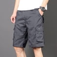 thumbnail image 2 of QATAINLAV Short Cargo Décontracté pour Homme Coupe Ample Décontractée Couleur Unie Short de Travail Extérieur Jambe Grand Short de Randonnée avec Multiples Poches Gris TTG, 2 of 9