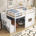 thumbnail image 4 of Twin Size Loft Bed with Storage Staircase and Window, With LED Light, White, 4 of 11