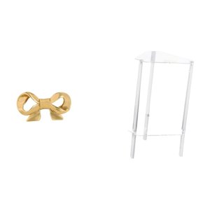 Tnarru Brass Bowknot Furniture Handle for Kitchen Drawer and Cupboard Dresser Pull with Clear Acrylic Minimalist Side Table NightStand Modern Bedside Cabinet End Table for Living Room Home