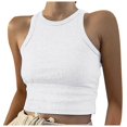 thumbnail image 1 of Hauts Courts Unis Débardeur pour Femme Couleur Sans Manches Col Rond Blouse pour Femme, 1 of 5