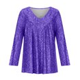 thumbnail image 4 of Pompotops Blouse à Manches Longues Col en V Imprimée pour Femmes Grande Taille Pull Tops Chemise Liquidation, 4 of 8