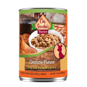 12 Pack Chef Scoochies Chicken Dog Food in Gravy 14 Ounce Can