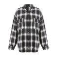 thumbnail image 3 of Women Plaid Flannel Shirt Jacket Button Down Lapel Long Sleeve Shirts Blouse Shacket Cardigan Coats Fall Spring Clothes, 3 of 6