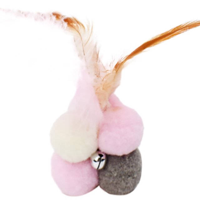 Bangcool Cat Chew Ball Plush Interactive Soft Cat Feather Ball Kitten Play Ball with Bell