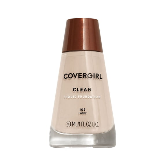 COVERGIRL Clean Liquid Foundation, lightweight, breathable liquid makeup, natural effect, water-based, non comedogenic, 100% Cruelty-Free