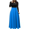 thumbnail image 1 of Robes d'Automne pour Femmes Robe Maxi pour Femmes Unie à Manches Longues à Col Rond Chandail Robe Patchwork Robe avec Poches pour Femmes P-77 Bleu Ciel P, 1 of 5