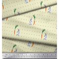 thumbnail image 3 of Soimoi Cotton Poplin Fabric Carrot & Rabbit Dots Printed Craft Fabric by the Yard 42 Inch Wide, 3 of 5