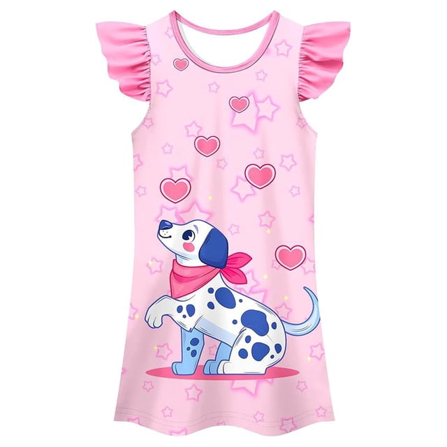 MIASHUI Chemises de Nuit pour Filles Mignonnes Dessin Animé Sans Manches Pyjama Robe de Nuit Tenue de Sommeil, Vert Menthe, 4-5 Ans