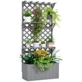 thumbnail image 1 of Outsunny Raised Garden Bed with Trellis and Plant Shelf, Grey, 1 of 10