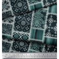 thumbnail image 3 of Soimoi polyester Crepe Fabric Paisley,Mandala & Quatrefoil Patchwork Print Fabric by Yard 42 Inch Wide, 3 of 3