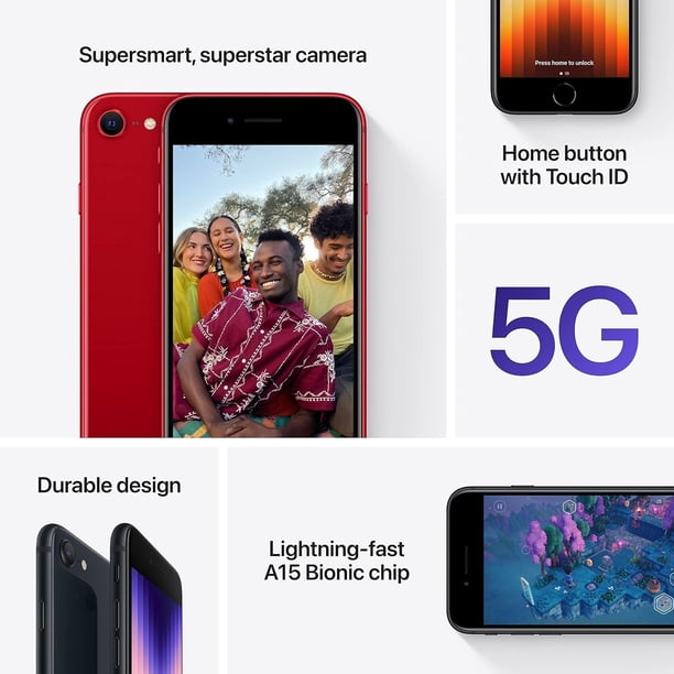 Refurbished Apple iPhone SE 3rd Gen (2022) 5G - 64GB – Red – 12MP