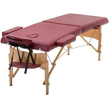 Table de Massage Portable Lit de Massage Lit de Spa Hauteur Réglable Table de Massage avec 2 sections Pliantes, Longueur de 73 Pouces, et Fini Bourgogne. Comprend un Cadre en Bois Franc Robuste, un Rembourrage en Mousse de Qualité Supérieure, et un Berceau facial Amovible et Ajustable. Conçu pour les Thérapeutes Professionnels, les Étudiants en Thérapie et les Utilisateurs à Domicile, Il Est Léger, Portable et la Hauteur Réglable de 24 à 34 Pouces. Comprend un Étui de transport pour un transport Facile.