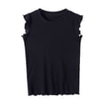 thumbnail image 1 of LUOGENLI T-Shirt pour Filles Hauts d'Été pour Filles Manches Courtes Col Rond Blouse Tenue Décontractée T-Shirt Ludique pour Porter Tissu Confortable Extensible Âge 4 10 Maxi Chemises Shorts pour Filles Noir 5-6 Ans, 1 of 2