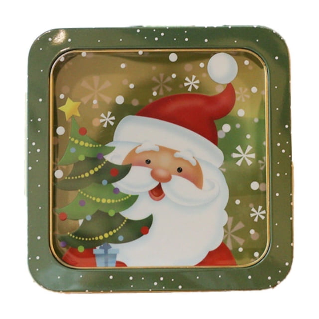 Bovemsi Christmas Candy Tin Box—Cookie Candy Storage Tins Christmas Cookie Tins Containers With Lids For Confectioneries Holiday Giving Square With Gold Christmas Card Tin Holder Boxes
