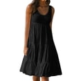 thumbnail image 2 of zanvin Robe d'Été pour Femme Grande Taille Mode Vacances Couleur Unie Sans Manches Fête Plage Robe Cadeaux Mignons,Noir, 2 of 6