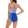 thumbnail image 4 of Birdeem Womens Contrast Color Stripe Camisole Backless Bikini One-Piece Swimsuit, 4 of 12