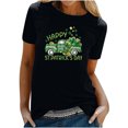thumbnail image 2 of T-shirts de la Saint-Patrick pour Femmes Mode Col Rond Imprimé Manches Courtes T-shirt Décontracté Ample Hauts Saint-Patrick, 2 of 6