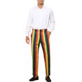 thumbnail image 2 of INSPIRE CHIC Pantalon Habillé à Rayures pour Homme Pantalon à Rayures à Couleurs Contrastées 34 Bleu Rouge, 2 of 5