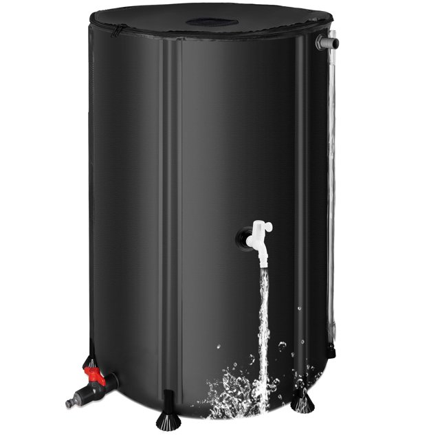 Système de Collecte d'Eau Pliable en Baril de Pluie - Réservoir de Stockage d'Eau Portable de 100 Gallons, Système Pliable de Collecte d'Eau de Pluie avec Descente, Catc d'Eau