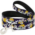 thumbnail image 1 of Dog Leash Bugs Bunny Poses Stars Navy 6 Feet Long 0.5 Inch Wide, 1 of 3