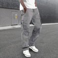 thumbnail image 2 of Mens Casual Waist Color Mens Work Pants Construction Sports Hat Multi Woven Good Thread Cargo Pants Men Pocket Foot Rope Solid Work Pants Pockets Pants Street Cargo Tie Men's Cargo Pants, 2 of 8