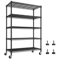 thumbnail image 1 of Exenoray Étagères de Rangement à 5 Tablettes, Unité d'Étagères Grillagées Étagères en Métal Rack Robuste avec Roulettes pour Garde-Manger, Garage, Noir 16 Pouces x 36 Pouces x 76 Pouces, 1 of 9