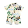 thumbnail image 1 of MIASHUI Toddler Boys Short Sets Tropical Print Button Down Shirt Outfits Boy Clothes,Yellow,6-9 Months, 1 of 3