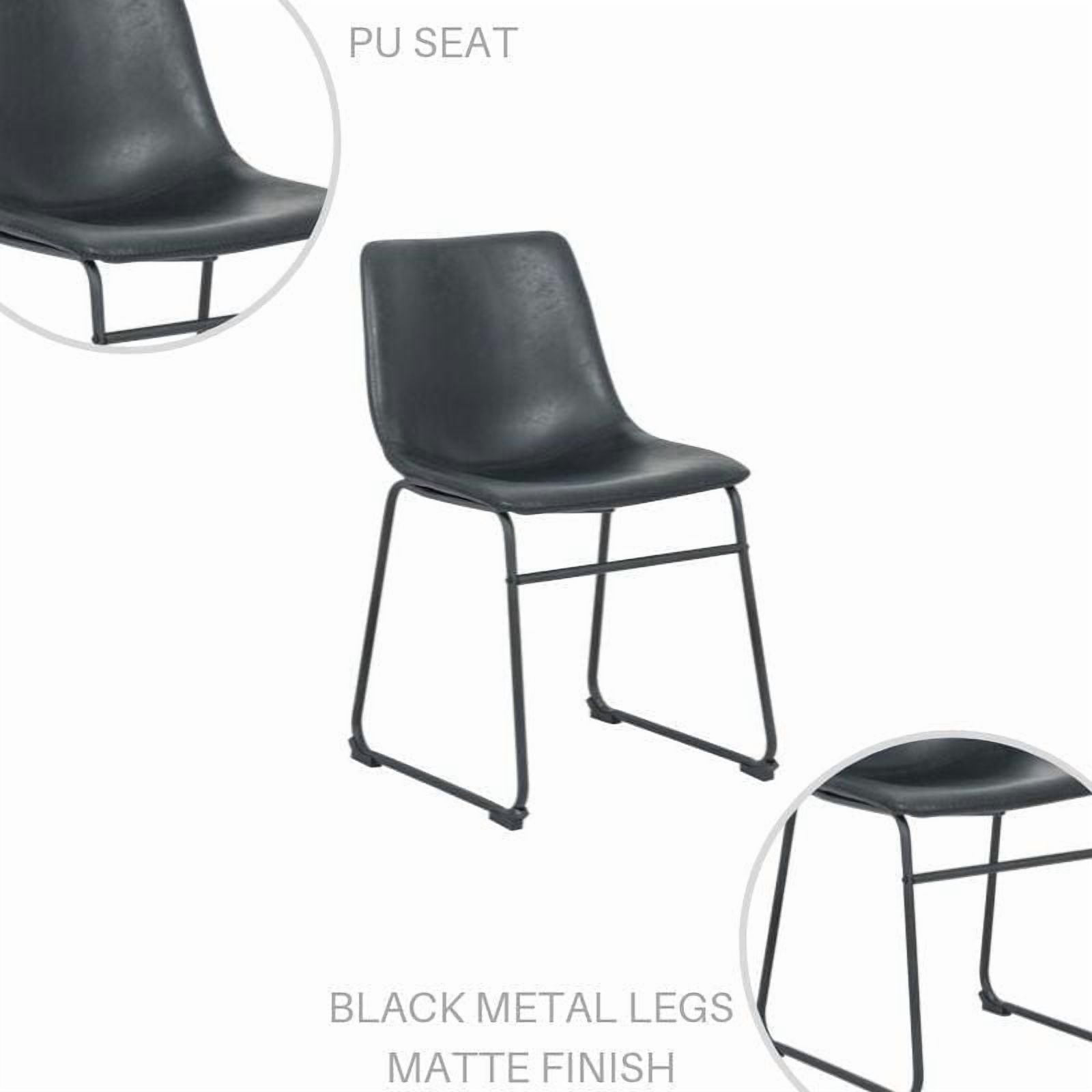 Chaises de salle à manger modernes sans accoudoirs Ani en cuir PU noir – Rembourrées, design élégant du milieu du siècle, construction robuste.