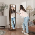 thumbnail image 2 of HOMCOM 360° Swivel Jewelry Cabinet w/ Built-In Small Mirror, 2 of 10